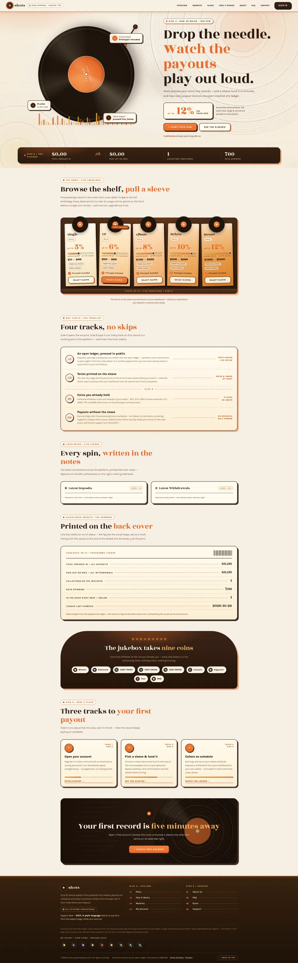 VINYLO — HYIP Template Pack — GoldCoders HYIP template preview (H-TPL29)